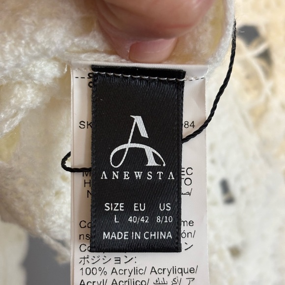 ANEWSTA Ivory/White Long Sleeve Sweater Size Large Acrylic NWT - Picture 3 of 6